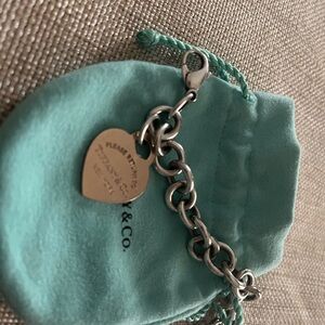Tiffany & Co. Silver Bracelet with Rubedo Heart Charm